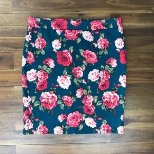 Forever 21 Teal Pink Floral Mini Skirt Size Medium